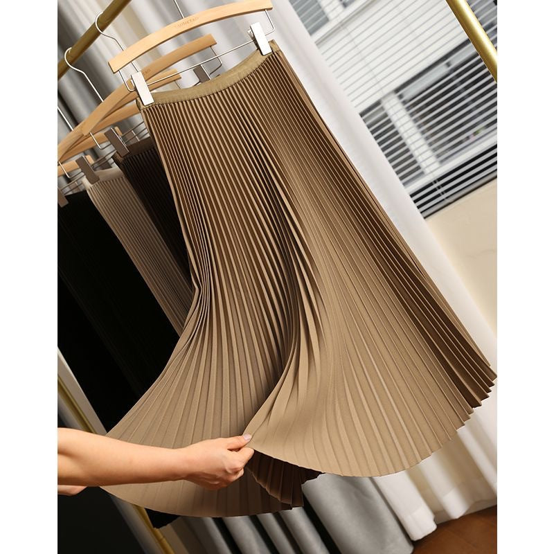 High Waist Drooping Pleated Skirt Autumn Slimming Skirt