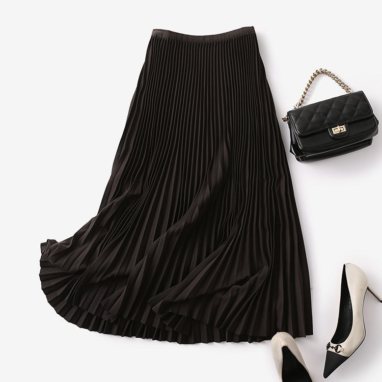 High Waist Drooping Pleated Skirt Autumn Slimming Skirt