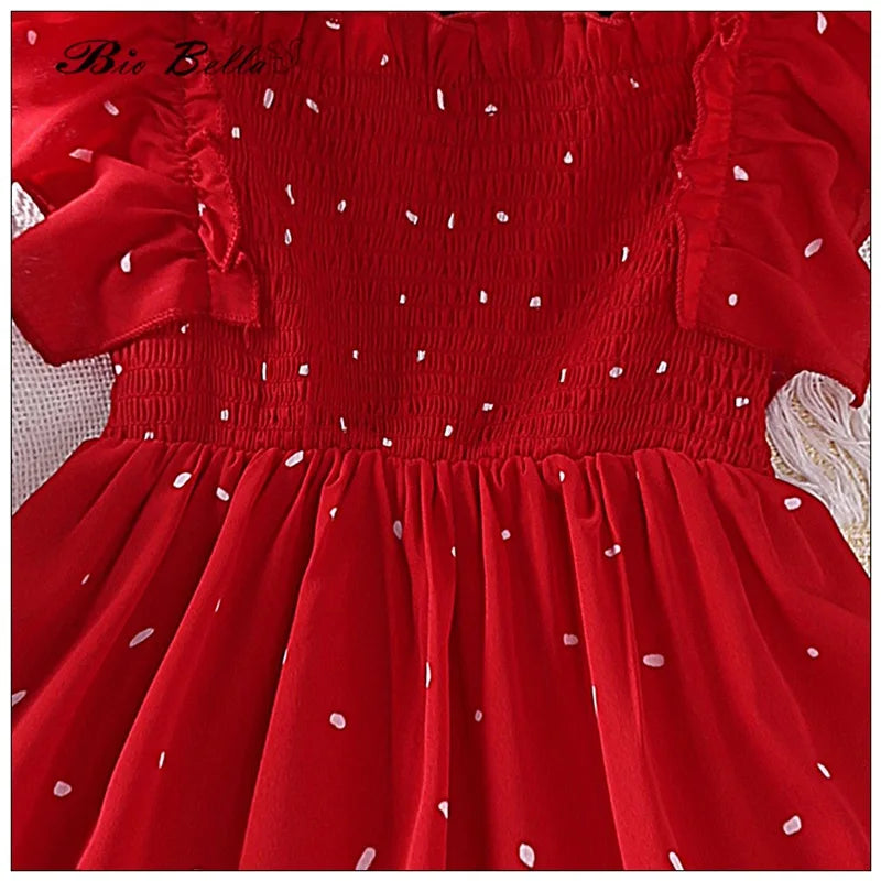 Kids Girls Summer And Spring Dress Tutu Red Pageant Elegant 5-12 Yrs Big Girl Women Clothes Christmas Xmas Birthday Vestdos Tops